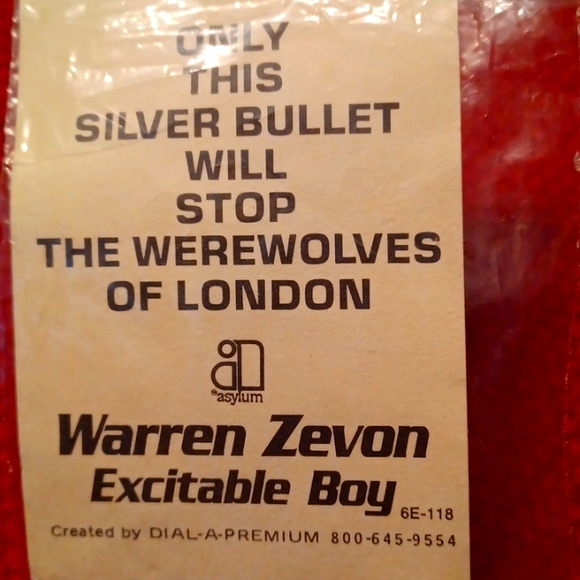 VERY RARE *** Warren Zevon Promo Silver Bullet for Excitable Boy Album - 1978 - Picture 3 of 3